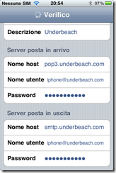 Screenshot iPhone Verifica Impostazioni Posta Screenshot iPhone Verifica Impostazioni Posta