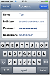 Screenshot iPhone Dati Account Compilati Screenshot iPhone Dati Account Compilati