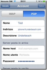 Screenshot iPhone Pop o Imap